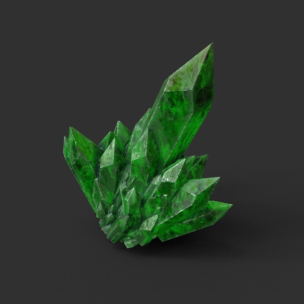 Low poly Green Crystal Gemstone Pack  200110 Low-poly 3D model_40