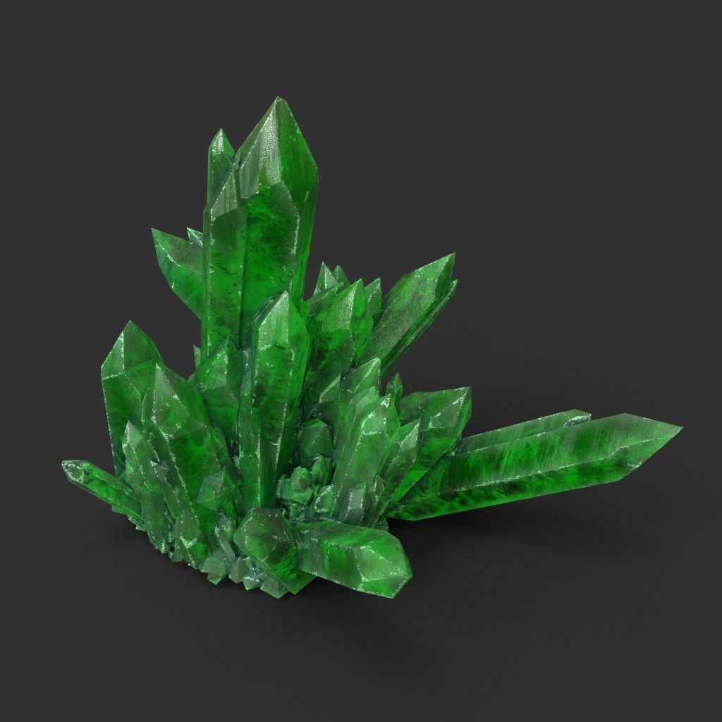Low poly Green Crystal Gemstone Pack  200110 Low-poly 3D model_24