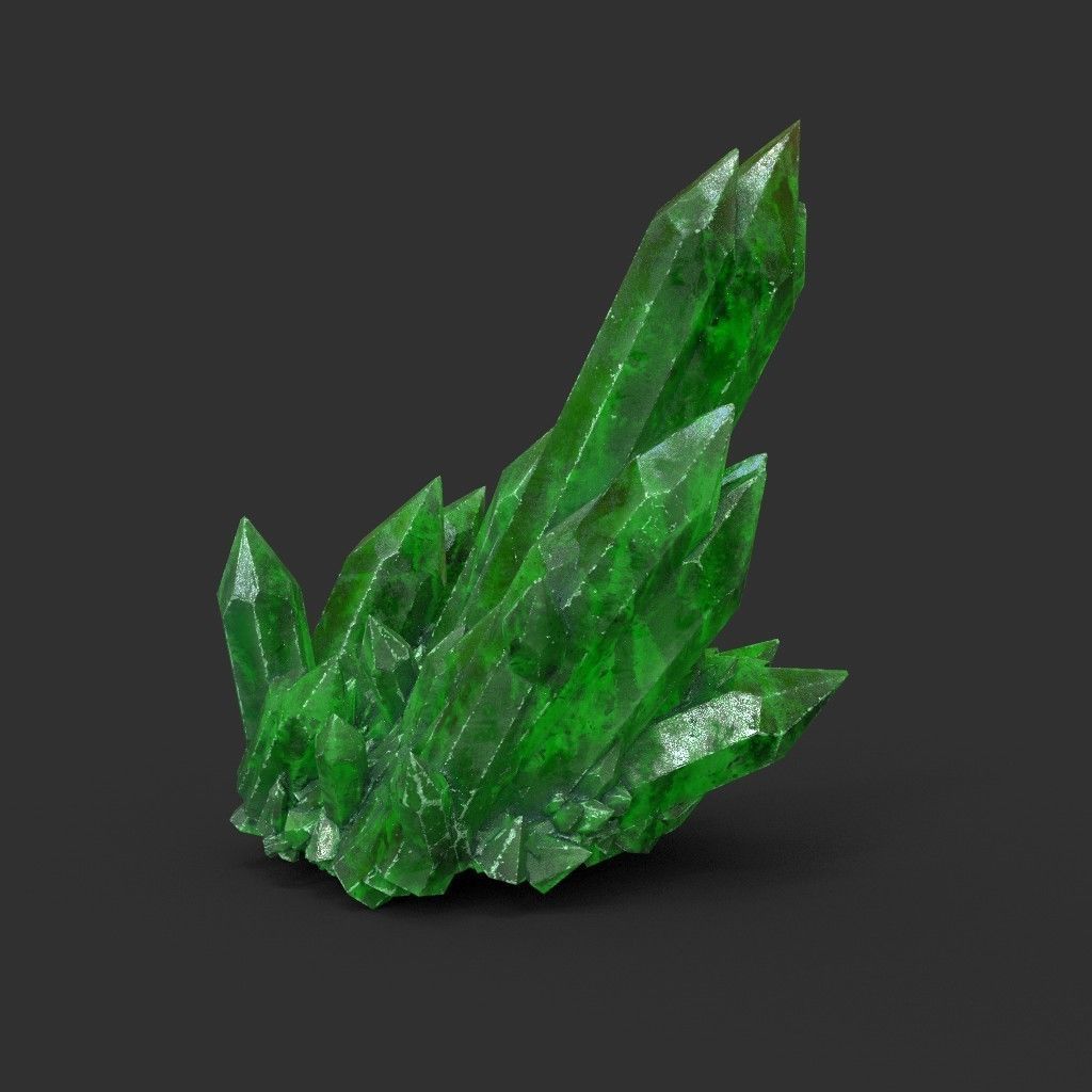 Low poly Green Crystal Gemstone Pack  200110 Low-poly 3D model_44