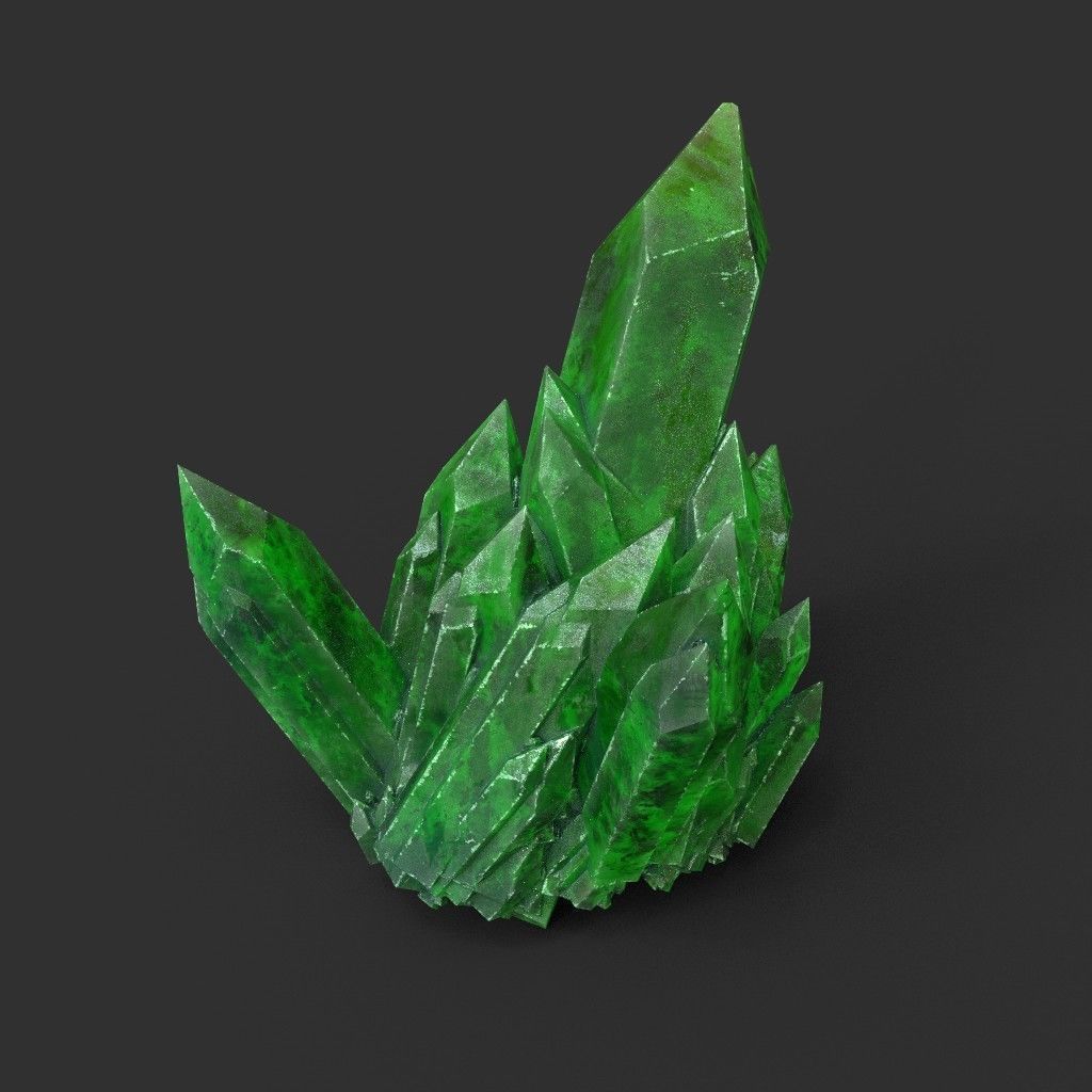Low poly Green Crystal Gemstone Pack  200110 Low-poly 3D model_39