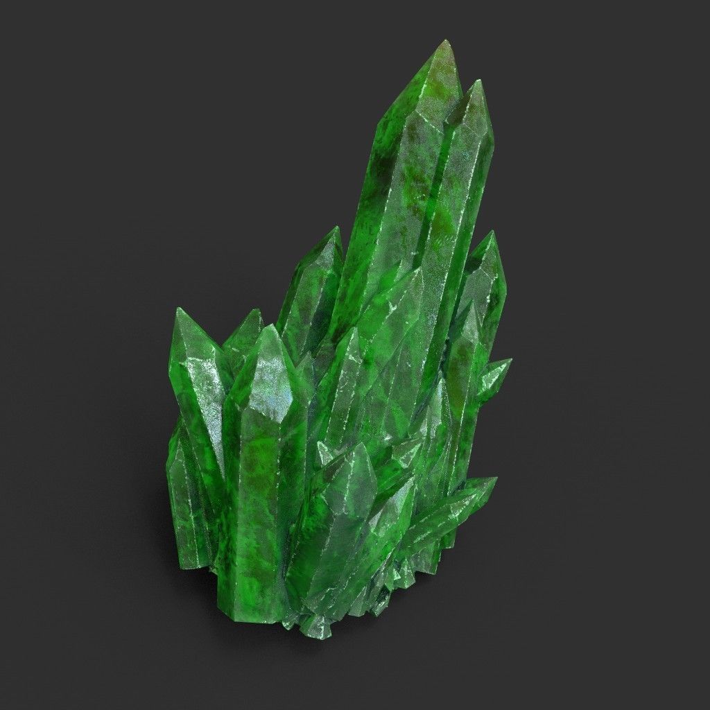 Low poly Green Crystal Gemstone Pack  200110 Low-poly 3D model_43