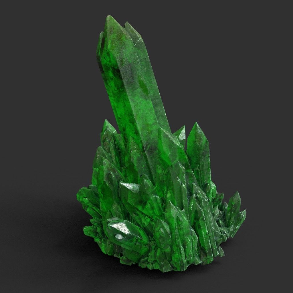 Low poly Green Crystal Gemstone Pack  200110 Low-poly 3D model_18