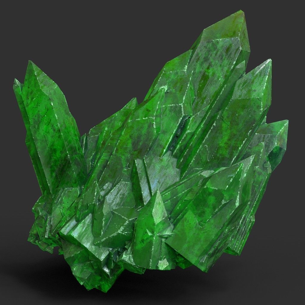 Low poly Green Crystal Gemstone Pack  200110 Low-poly 3D model_8