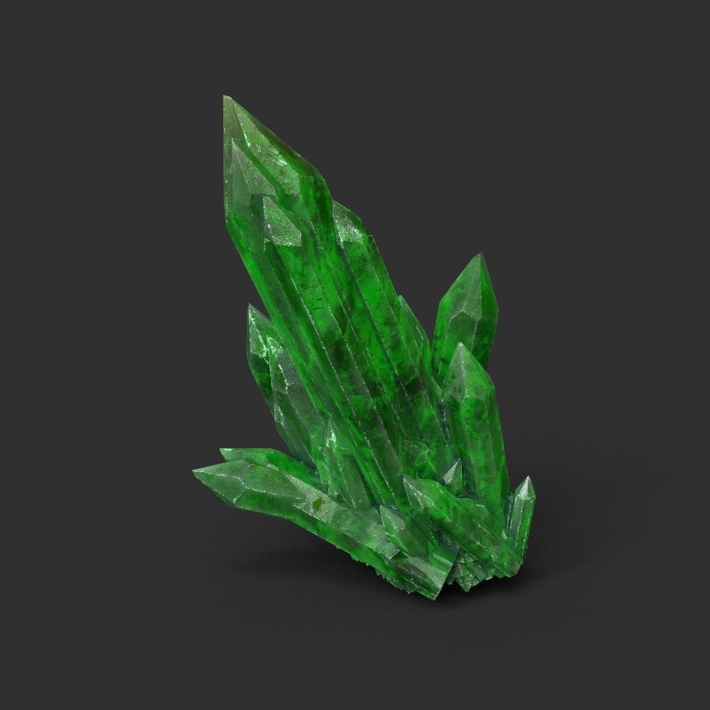 Low poly Green Crystal Gemstone Pack  200110 Low-poly 3D model_35