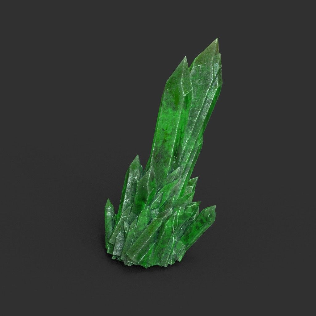 Low poly Green Crystal Gemstone Pack  200110 Low-poly 3D model_31