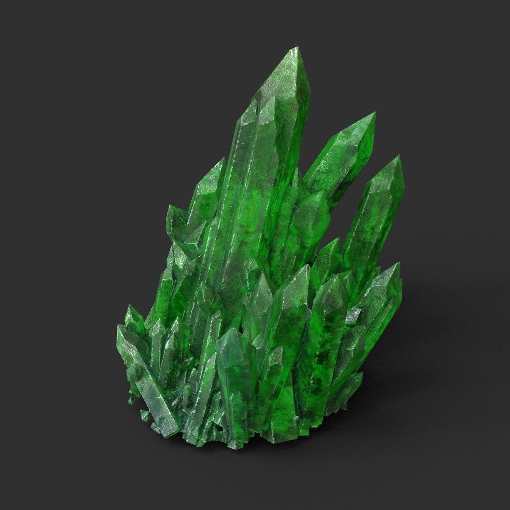 Low poly Green Crystal Gemstone Pack  200110 Low-poly 3D model_15