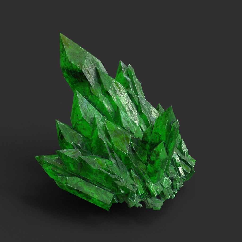 Low poly Green Crystal Gemstone Pack  200110 Low-poly 3D model_7