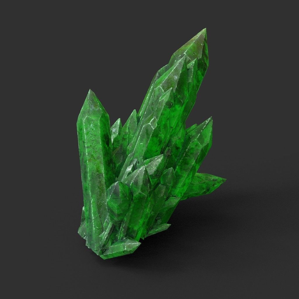 Low poly Green Crystal Gemstone Pack  200110 Low-poly 3D model_34