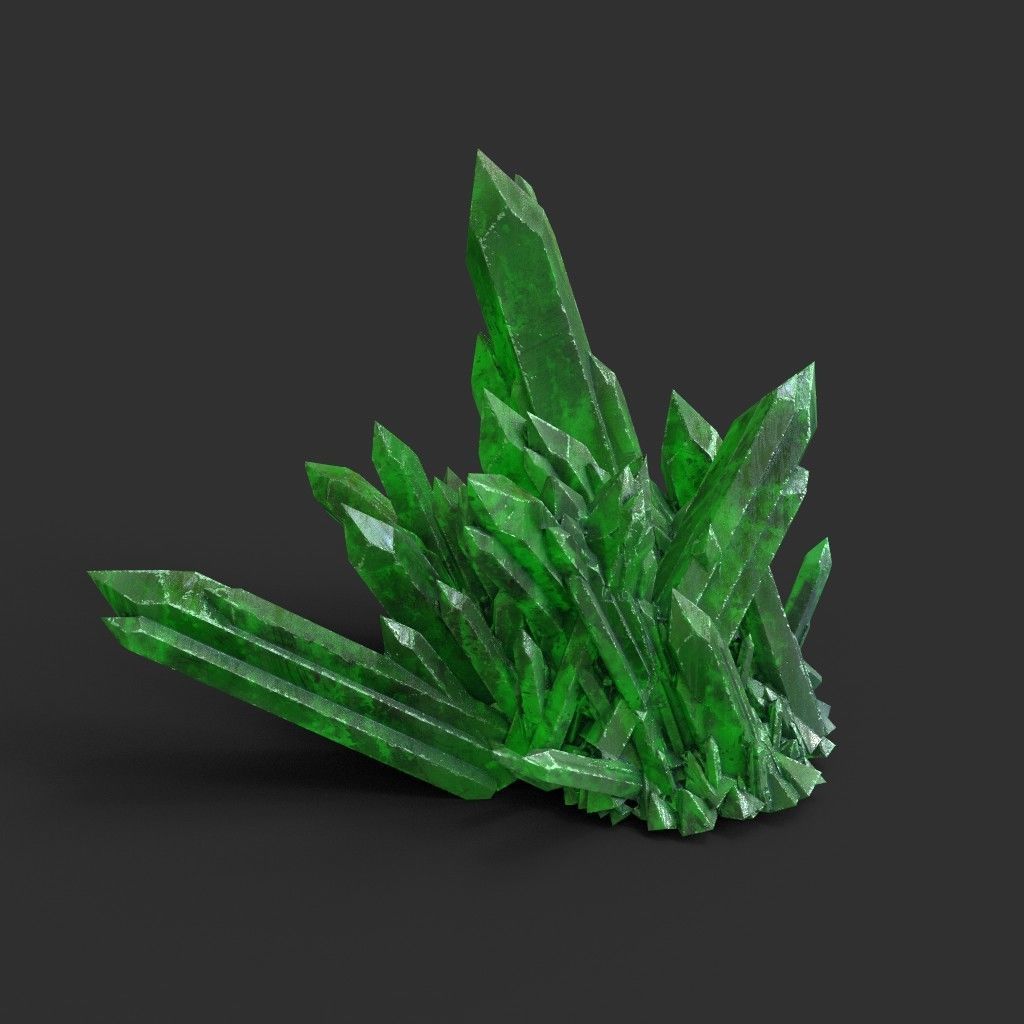 Low poly Green Crystal Gemstone Pack  200110 Low-poly 3D model_22