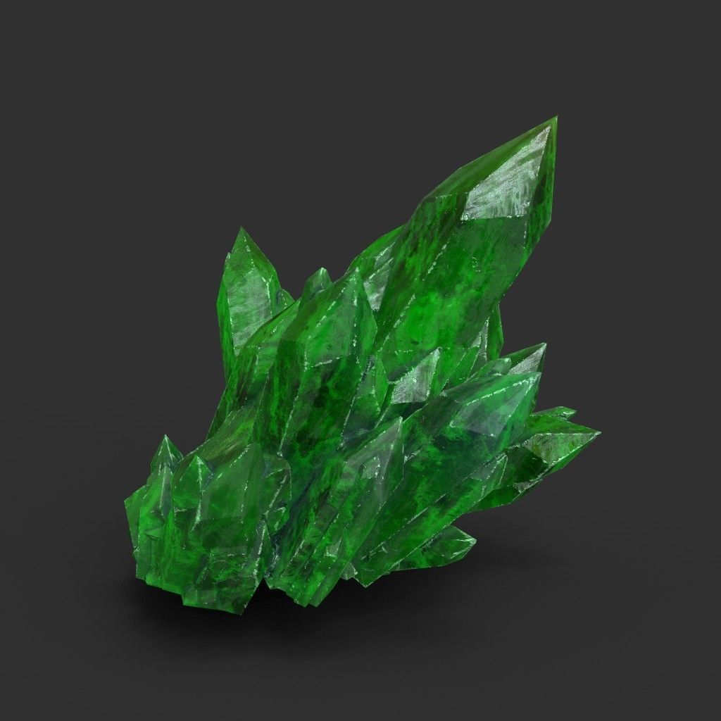 Low poly Green Crystal Gemstone Pack  200110 Low-poly 3D model_6