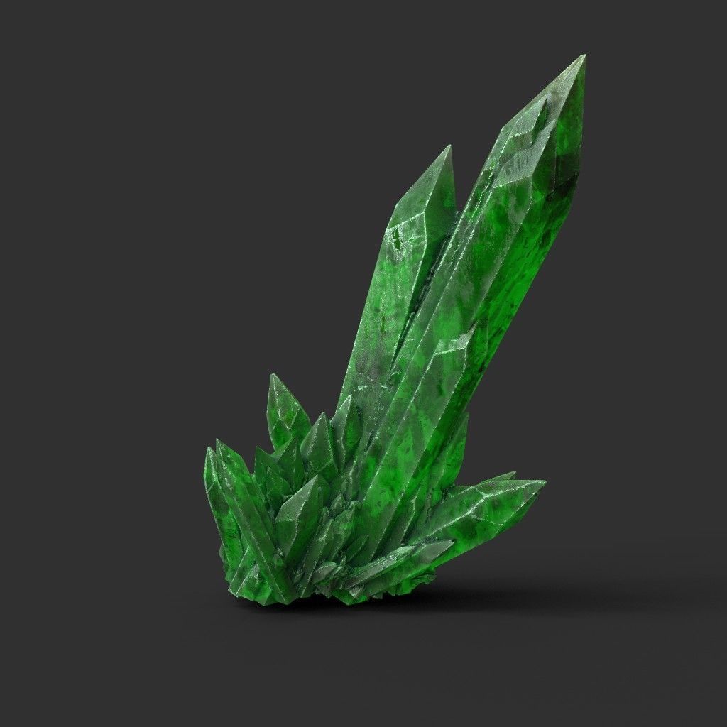 Low poly Green Crystal Gemstone Pack  200110 Low-poly 3D model_32