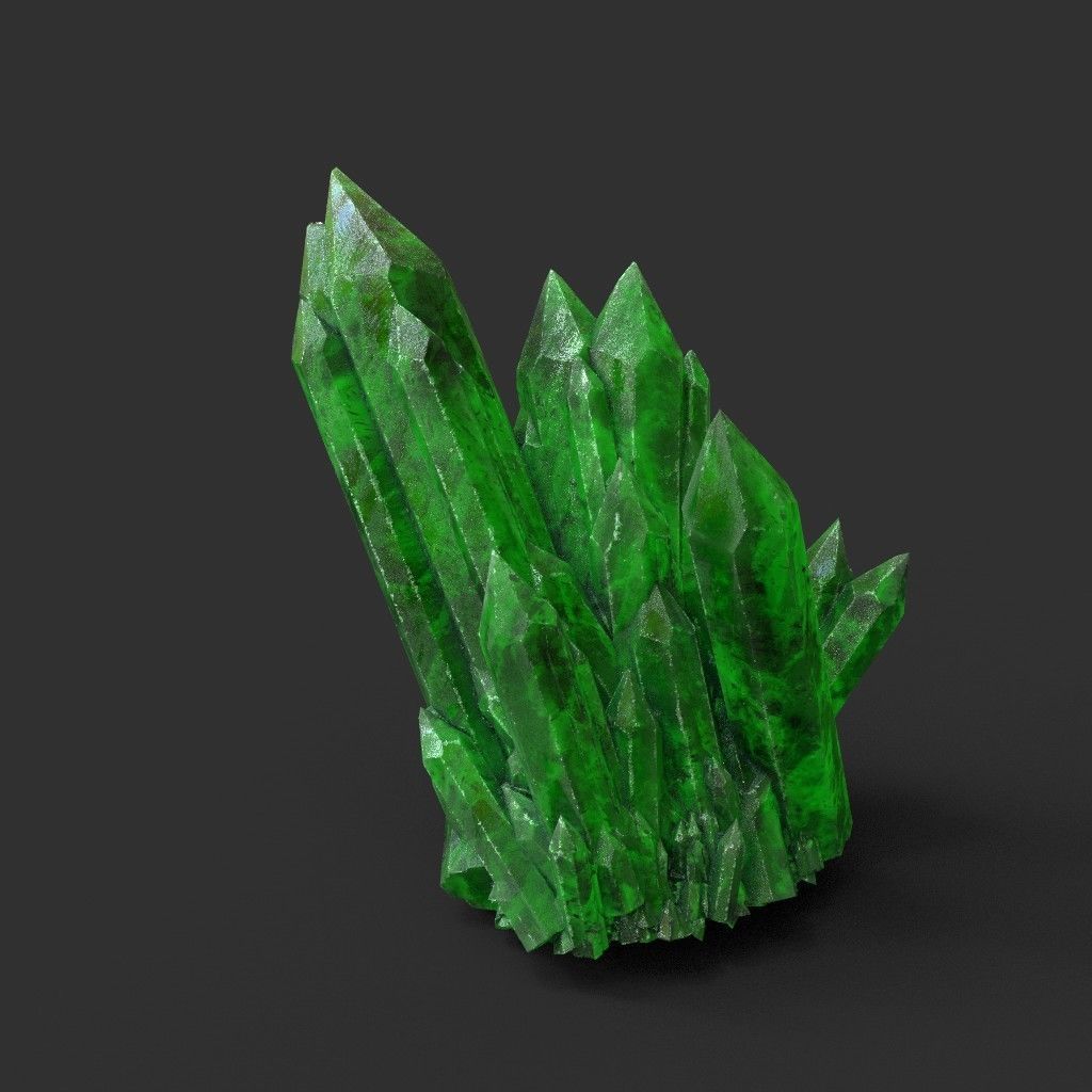 Low poly Green Crystal Gemstone Pack  200110 Low-poly 3D model_36