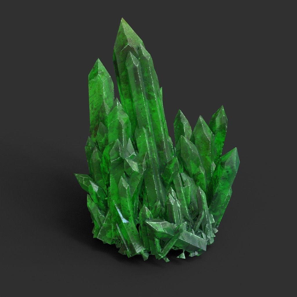 Low poly Green Crystal Gemstone Pack  200110 Low-poly 3D model_14