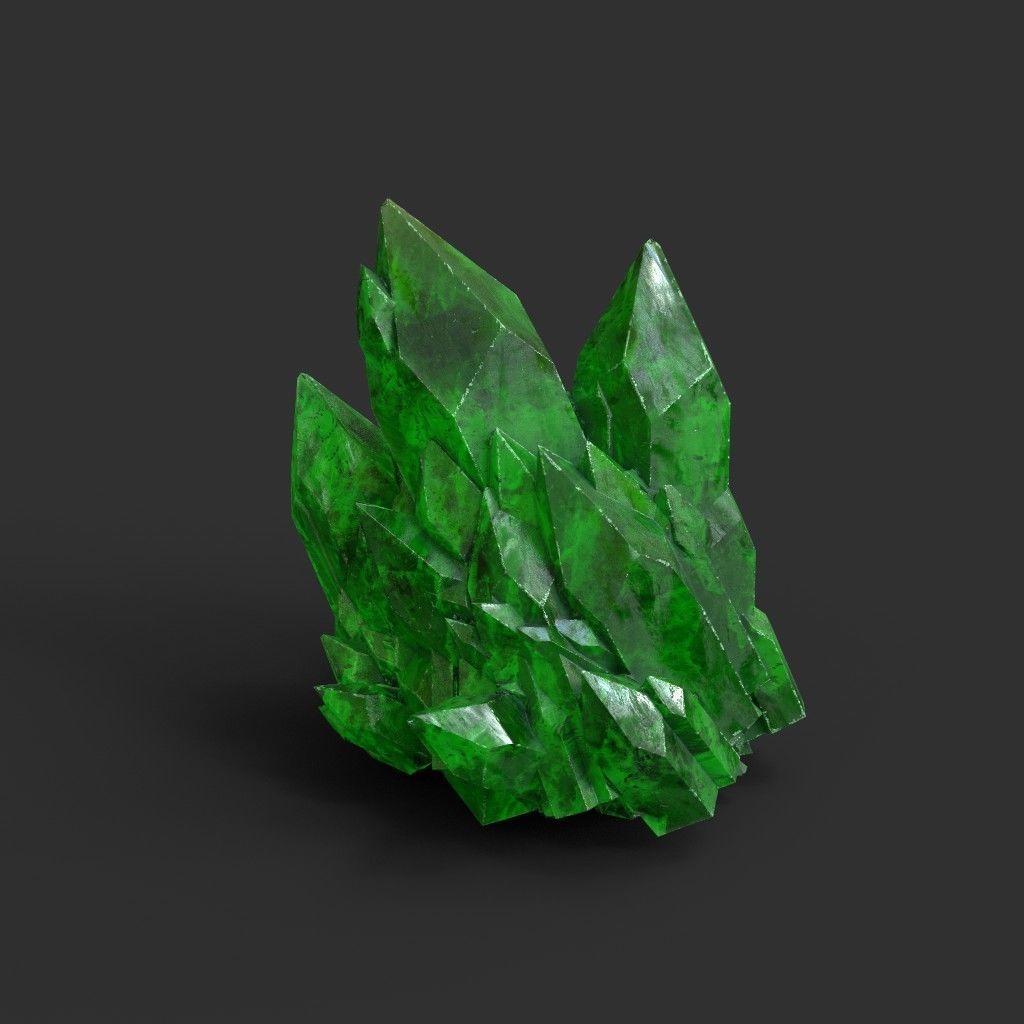 Low poly Green Crystal Gemstone Pack  200110 Low-poly 3D model_10