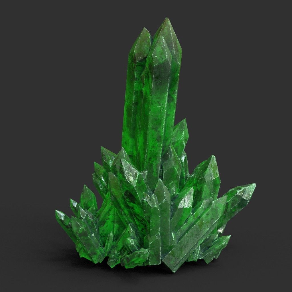 Low poly Green Crystal Gemstone Pack  200110 Low-poly 3D model_20