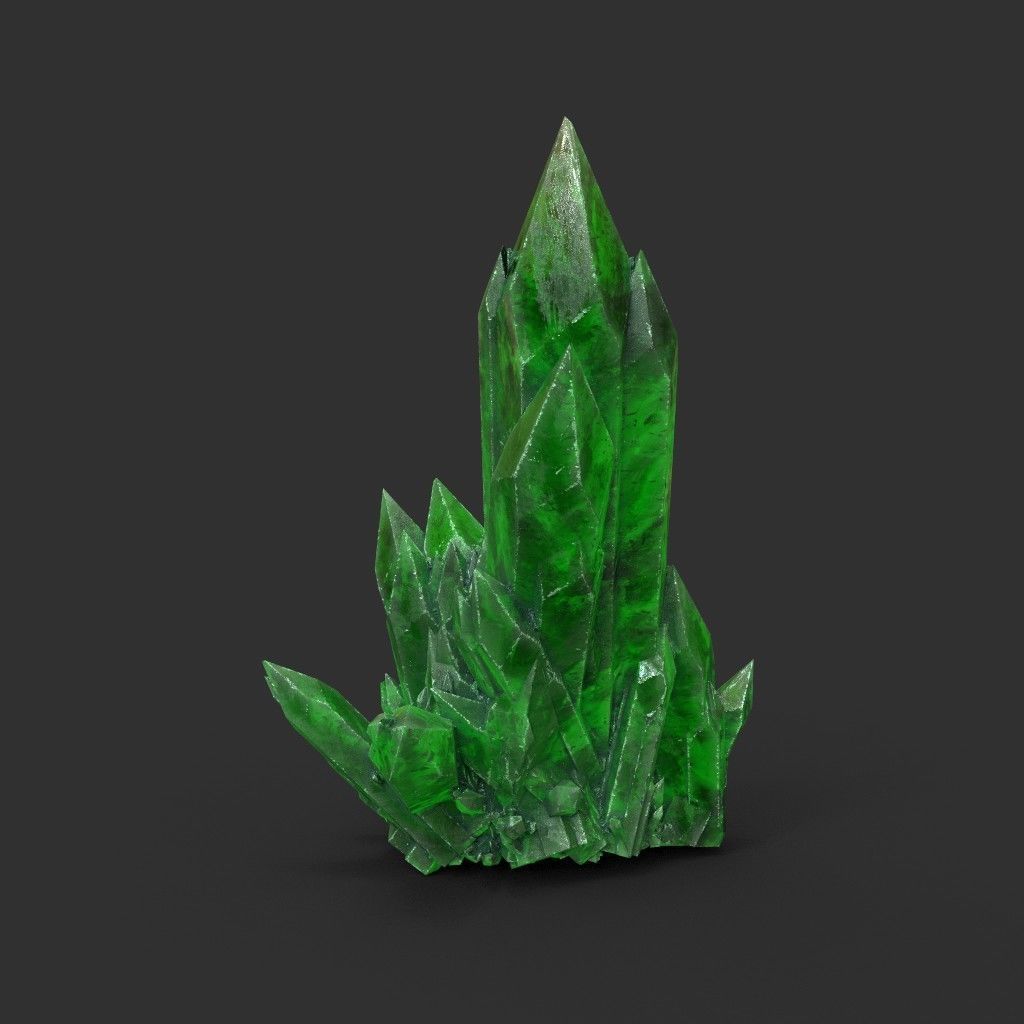 Low poly Green Crystal Gemstone Pack  200110 Low-poly 3D model_27