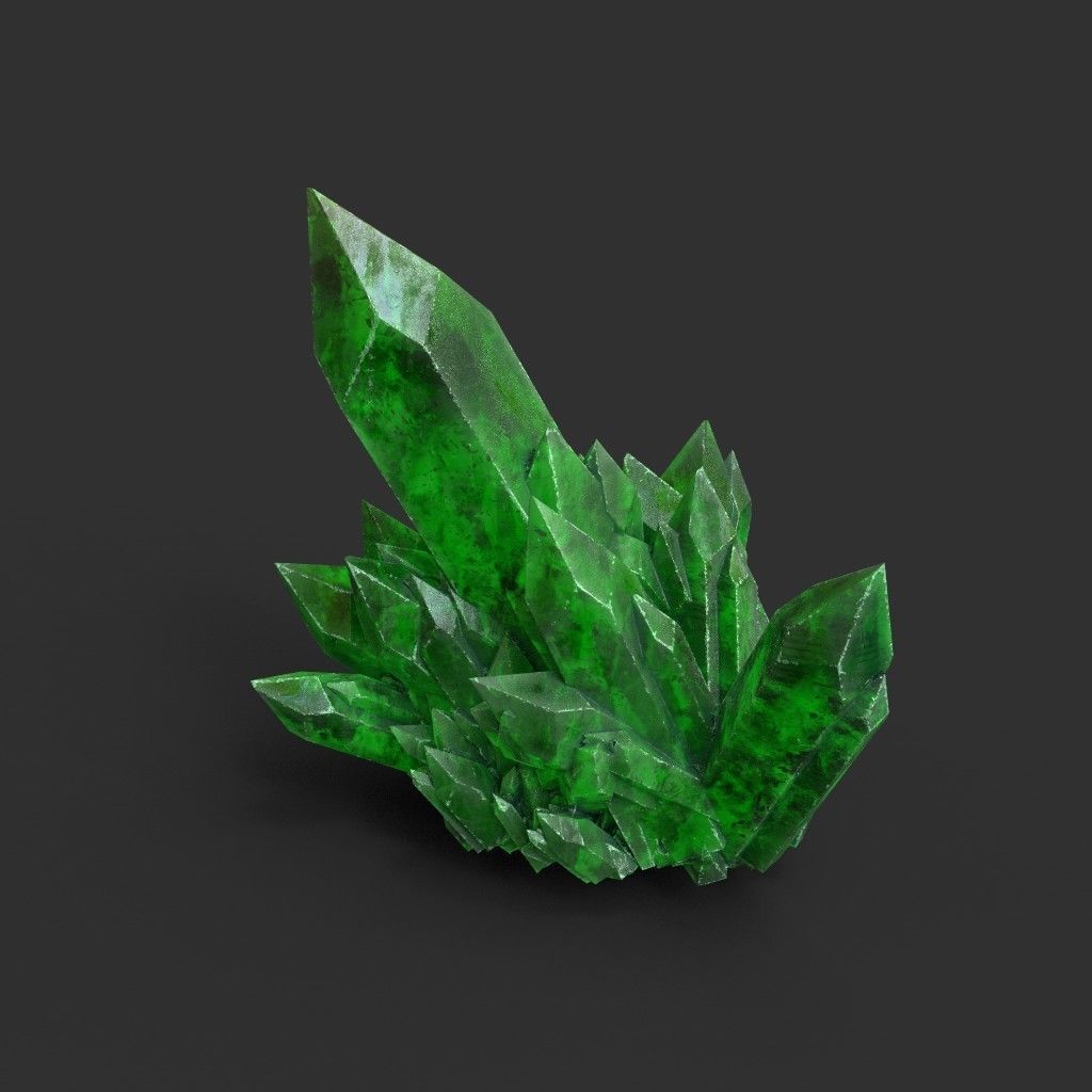Low poly Green Crystal Gemstone Pack  200110 Low-poly 3D model_38