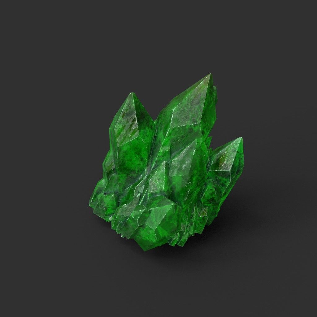 Low poly Green Crystal Gemstone Pack  200110 Low-poly 3D model_12