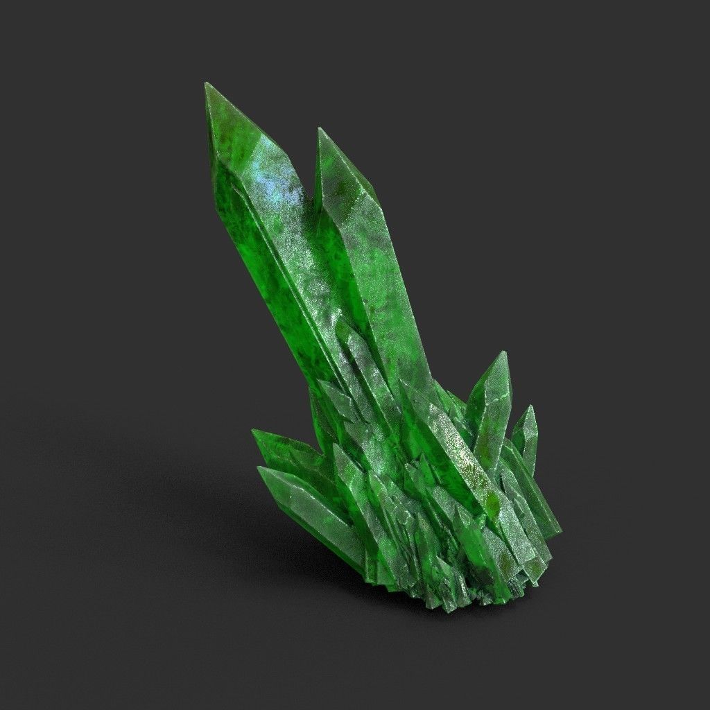 Low poly Green Crystal Gemstone Pack  200110 Low-poly 3D model_30