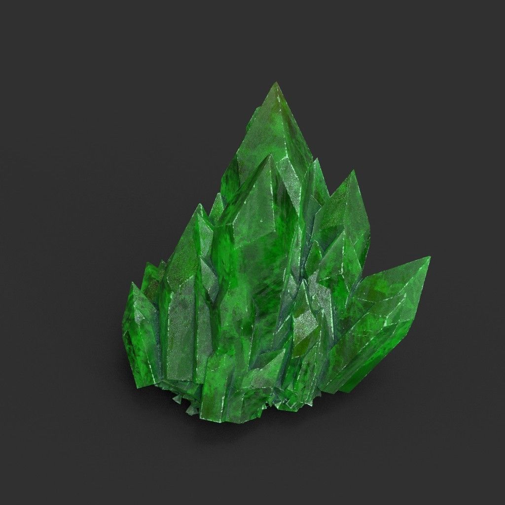 Low poly Green Crystal Gemstone Pack  200110 Low-poly 3D model_11