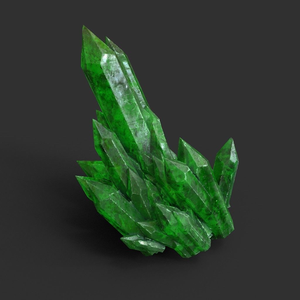 Low poly Green Crystal Gemstone Pack  200110 Low-poly 3D model_42