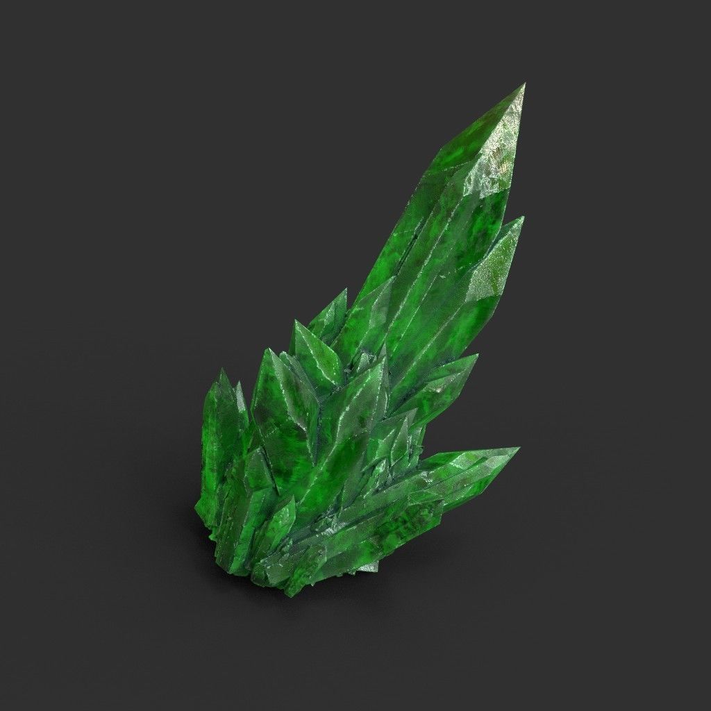 Low poly Green Crystal Gemstone Pack  200110 Low-poly 3D model_26