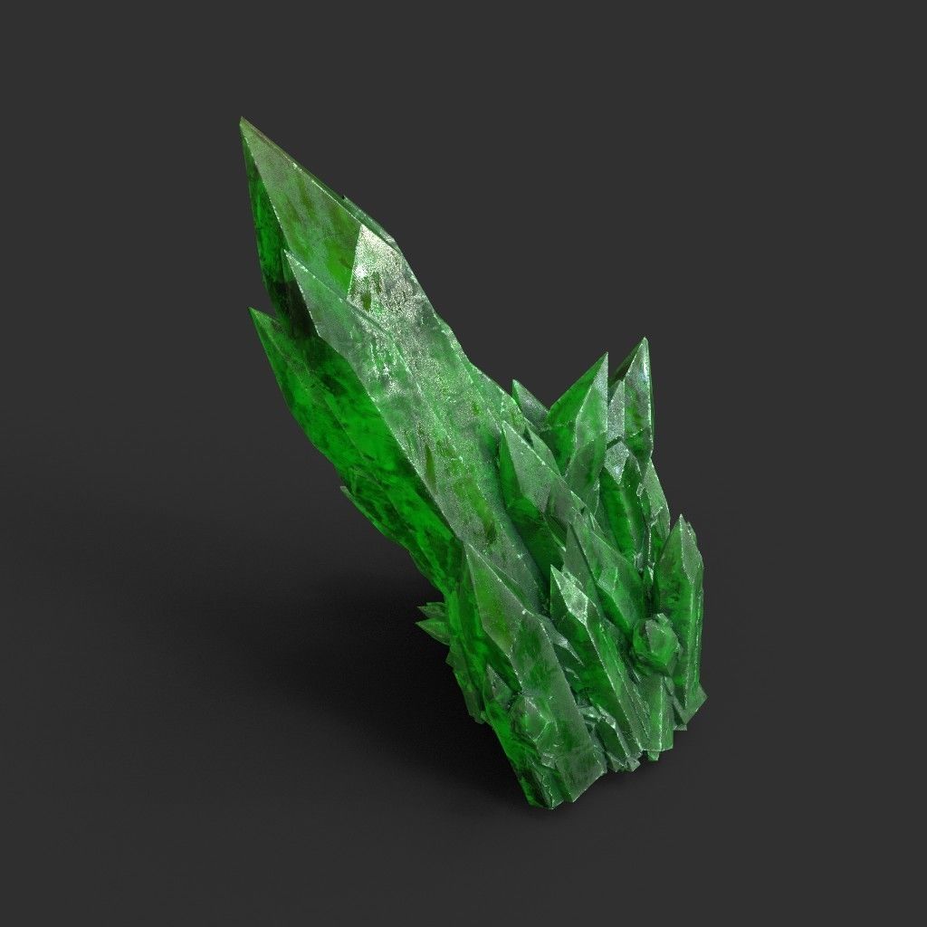 Low poly Green Crystal Gemstone Pack  200110 Low-poly 3D model_28