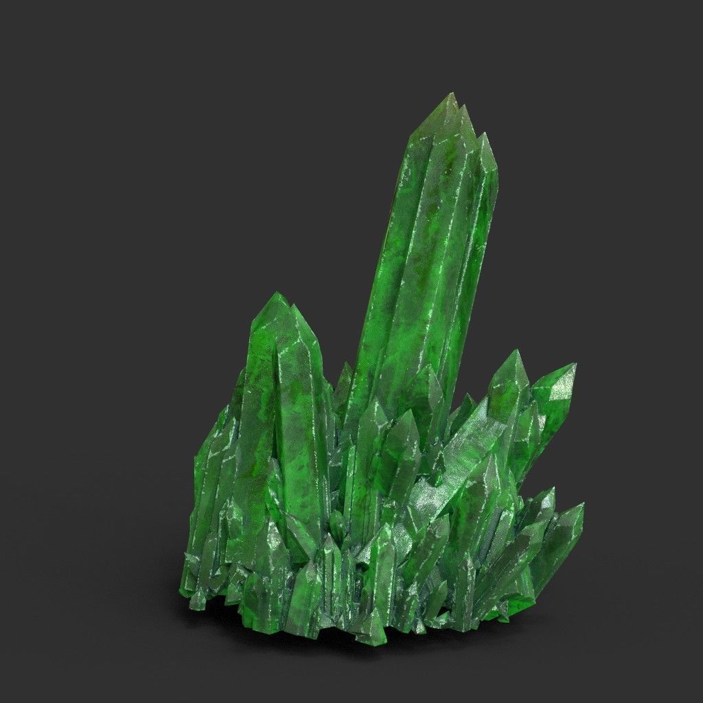 Low poly Green Crystal Gemstone Pack  200110 Low-poly 3D model_19