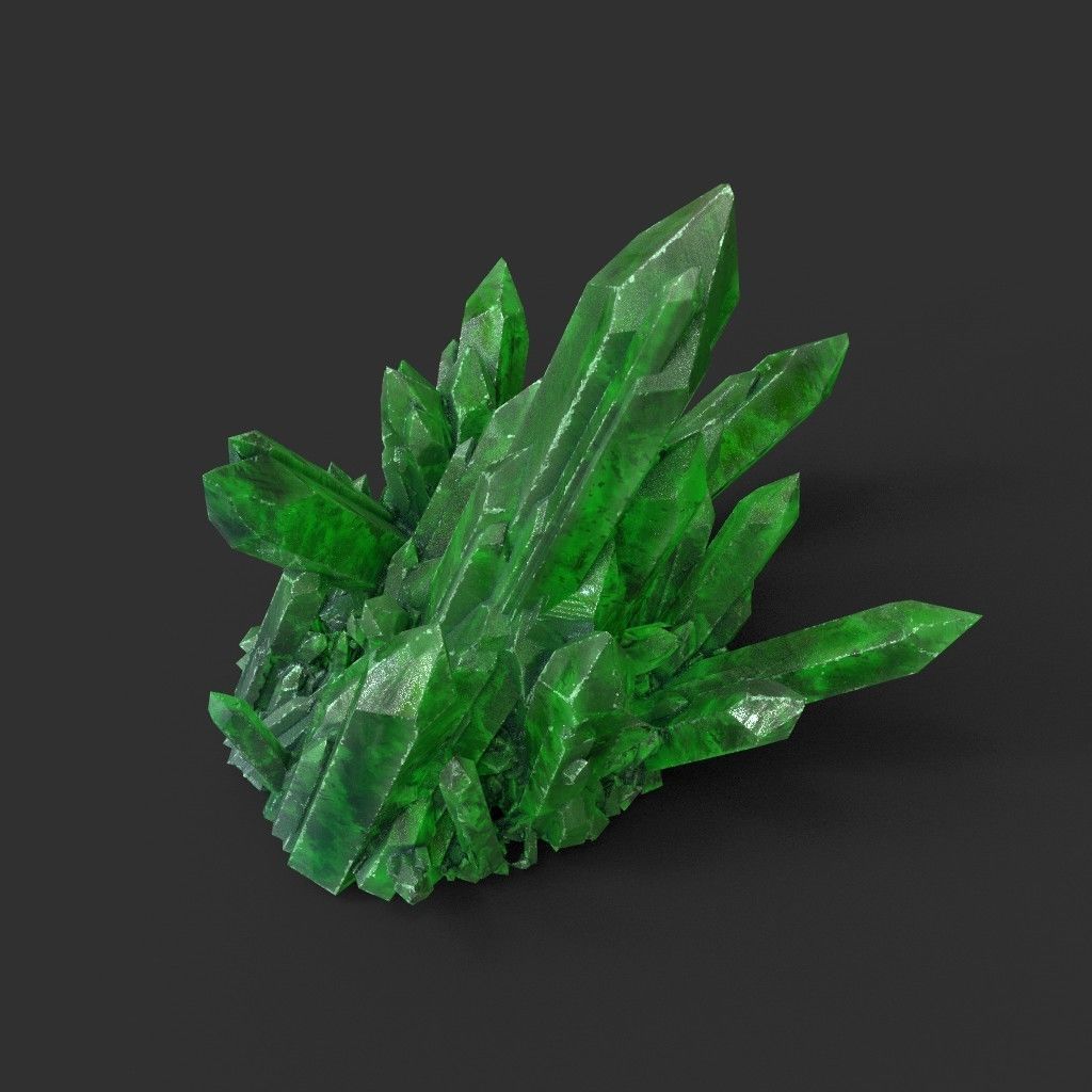 Low poly Green Crystal Gemstone Pack  200110 Low-poly 3D model_23
