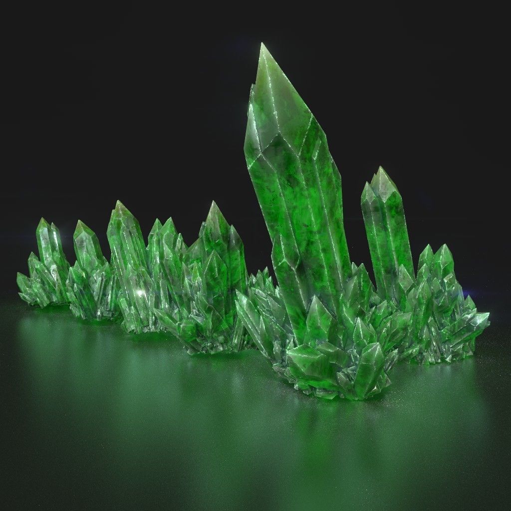Low poly Green Crystal Gemstone Pack  200110 Low-poly 3D model_5