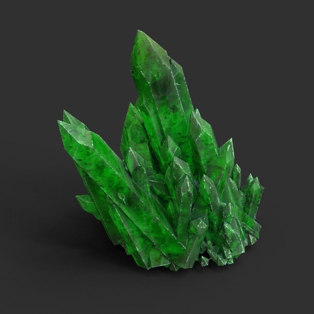 Low poly Green Crystal Gemstone Pack  200110 Low-poly 3D model_16