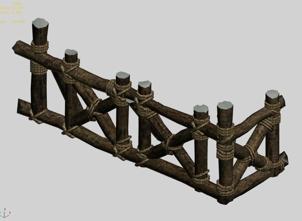 Wood-Guardrail-Fence 01 3D model_4