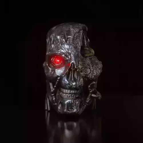 Robot Head Damaged Low-poly 3D model