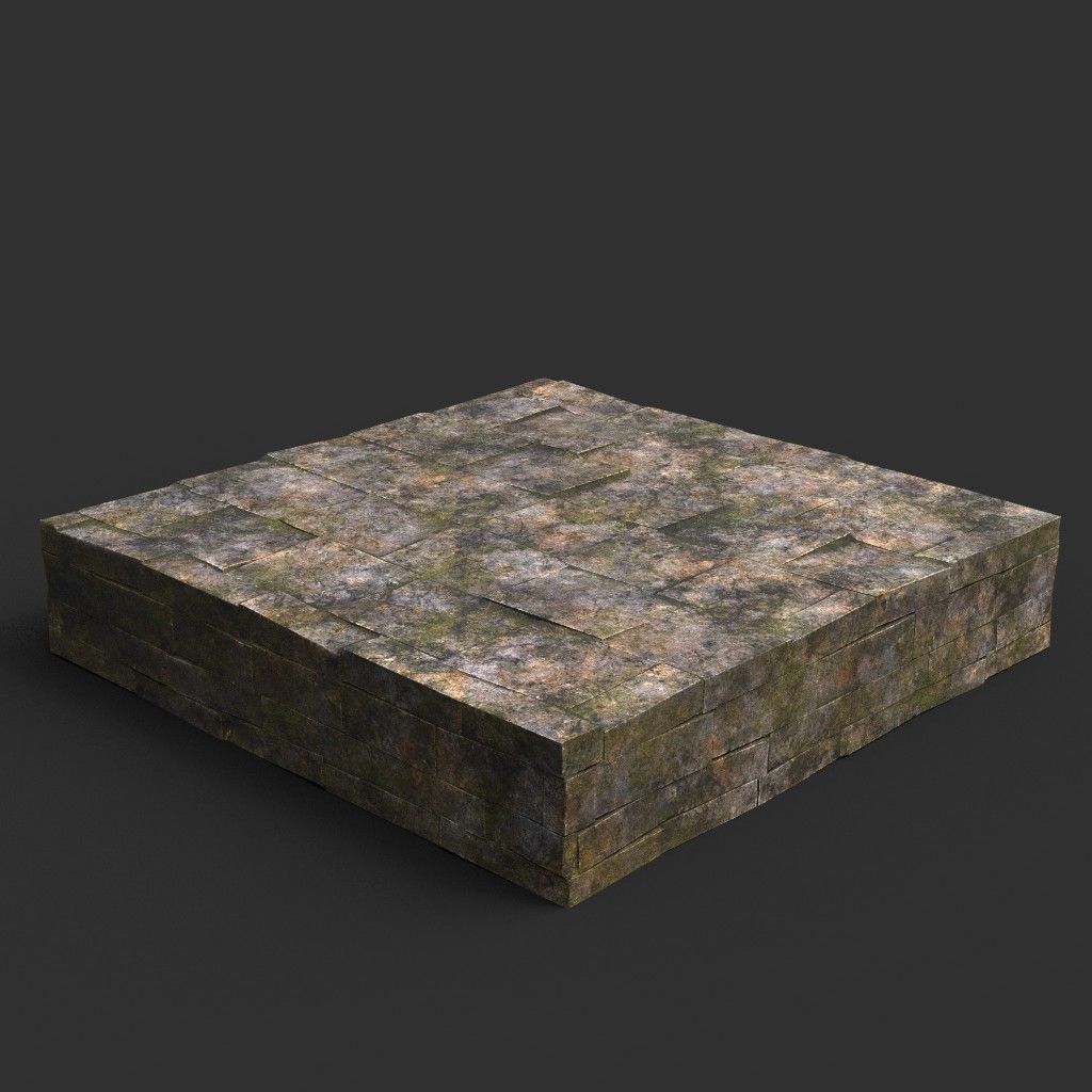 Low poly Dry Mossy Ruin Construction Pack 200210 Low-poly 3D model_22