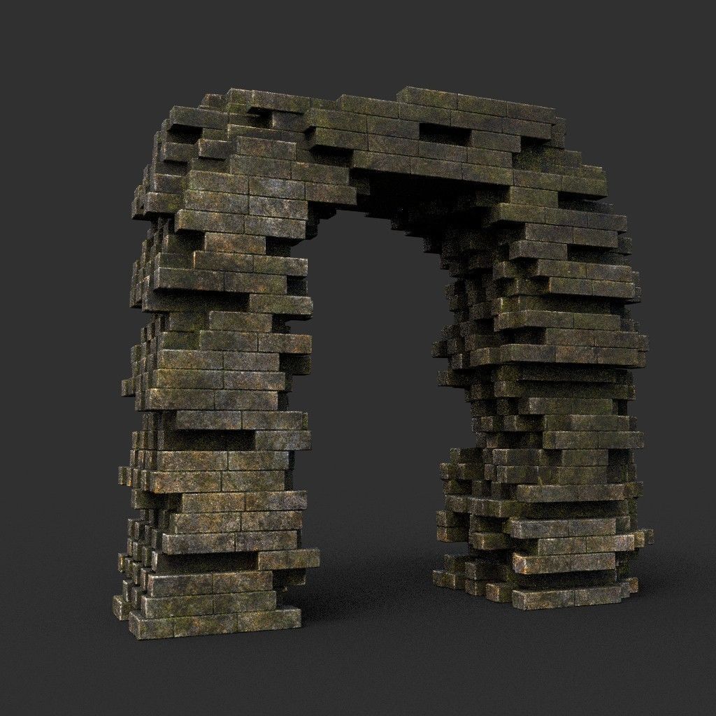 Low poly Dry Mossy Ruin Construction Pack 200210 Low-poly 3D model_51