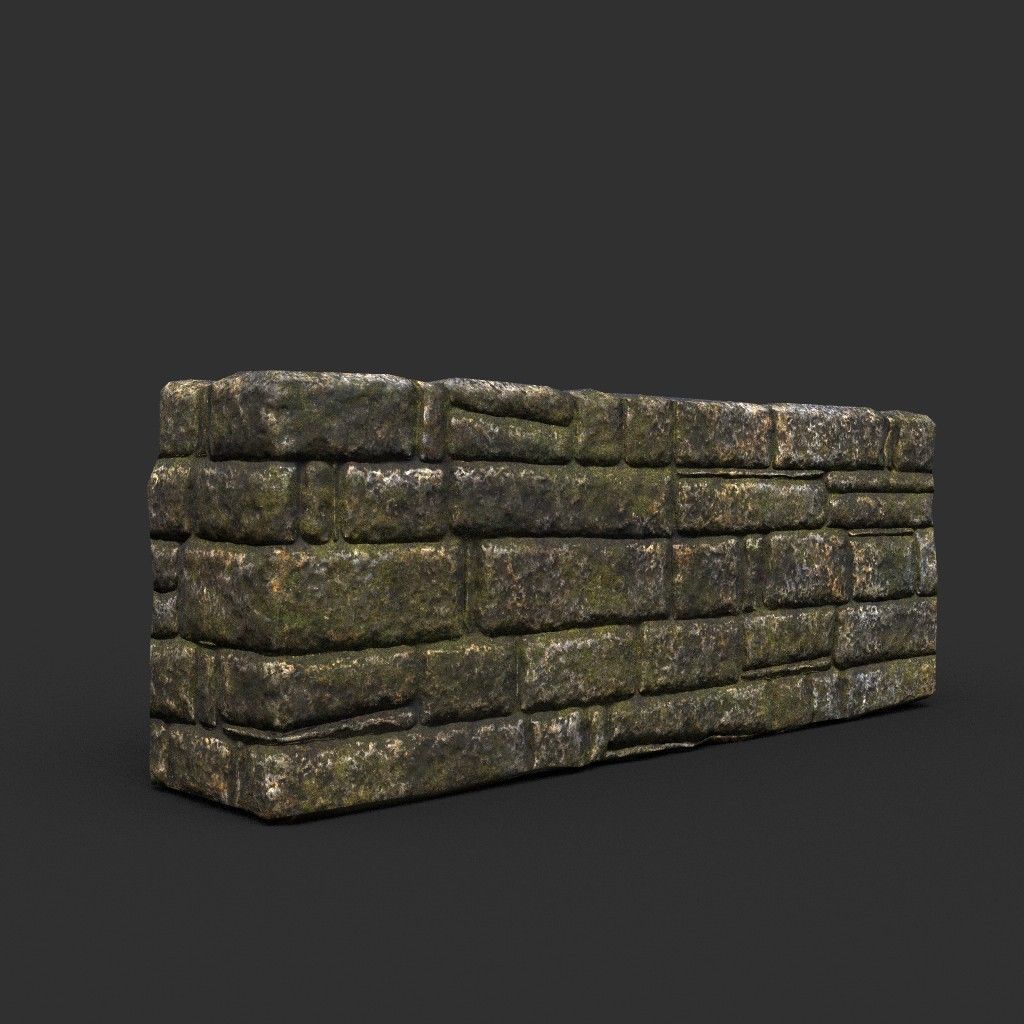 Low poly Dry Mossy Ruin Construction Pack 200210 Low-poly 3D model_30