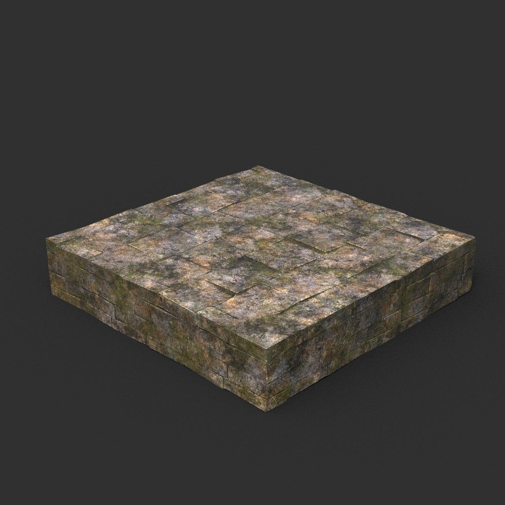 Low poly Dry Mossy Ruin Construction Pack 200210 Low-poly 3D model_23