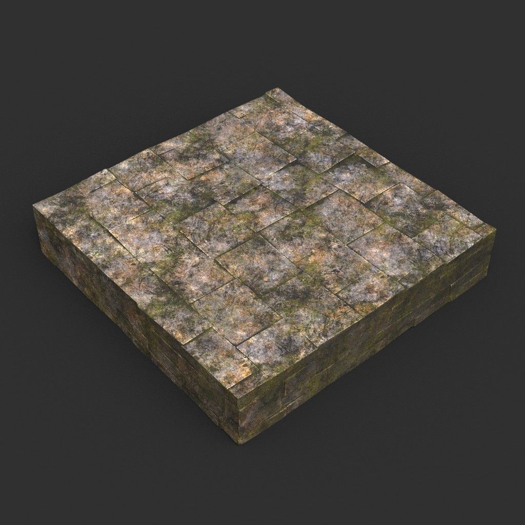 Low poly Dry Mossy Ruin Construction Pack 200210 Low-poly 3D model_24