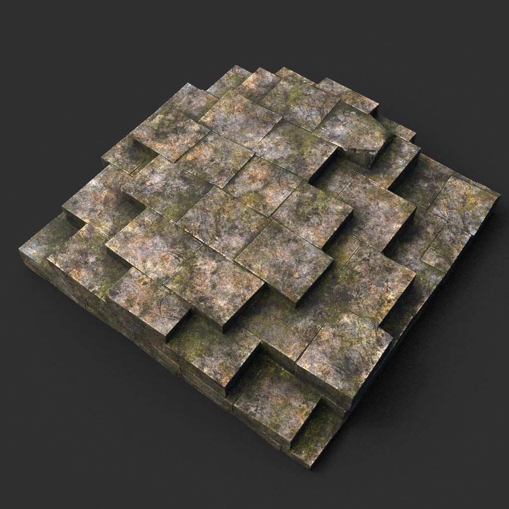 Low poly Dry Mossy Ruin Construction Pack 200210 Low-poly 3D model_28