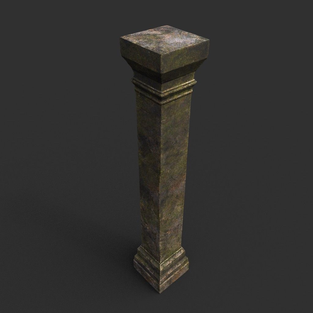 Low poly Dry Mossy Ruin Construction Pack 200210 Low-poly 3D model_20