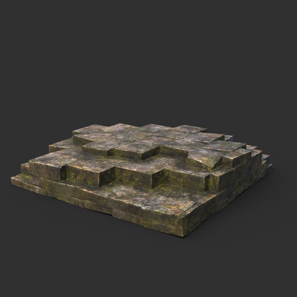 Low poly Dry Mossy Ruin Construction Pack 200210 Low-poly 3D model_26