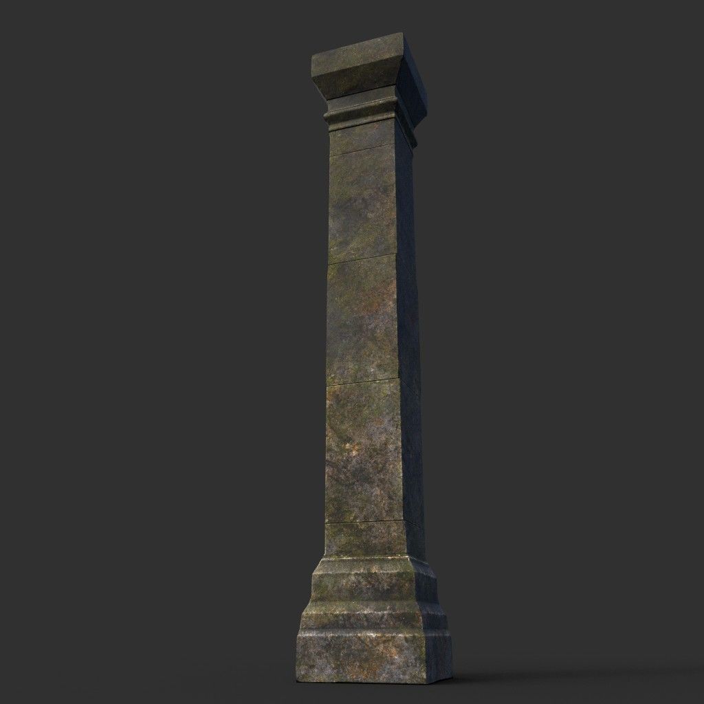 Low poly Dry Mossy Ruin Construction Pack 200210 Low-poly 3D model_19