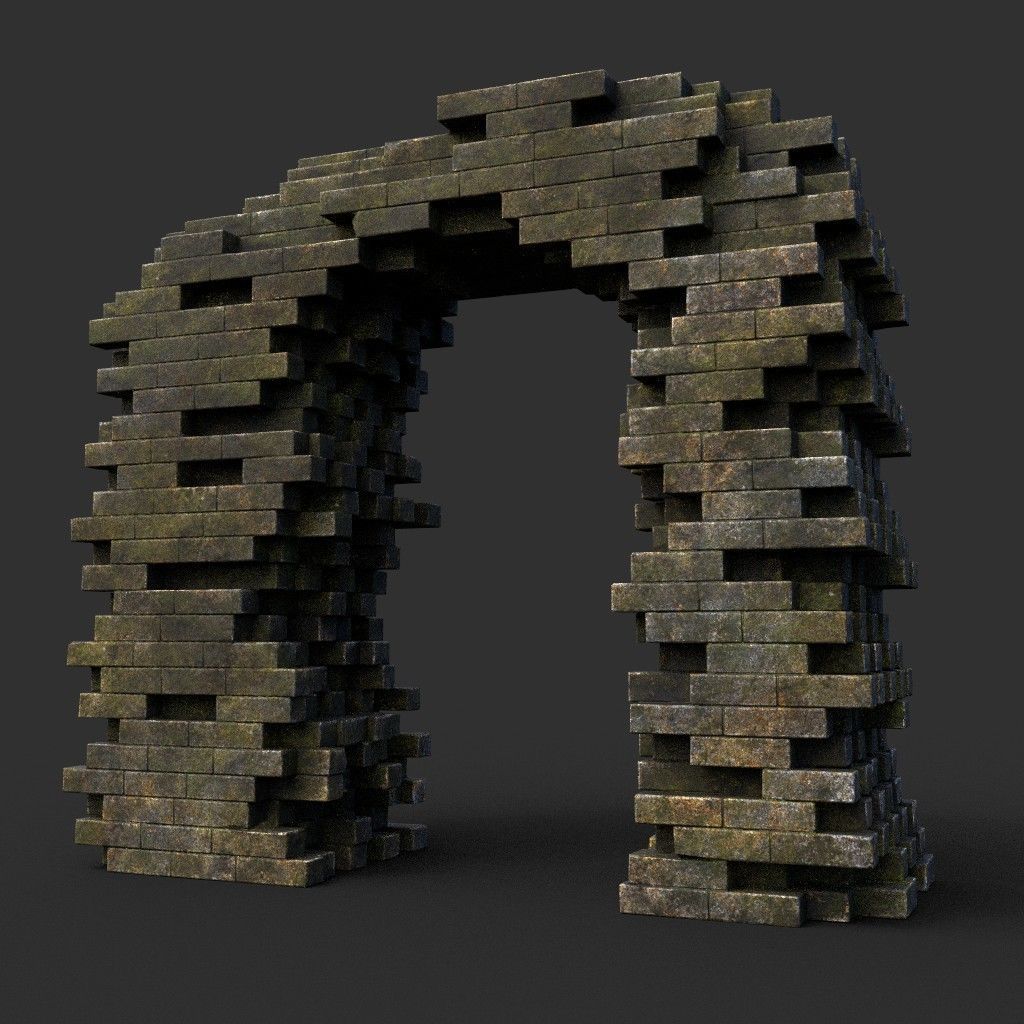 Low poly Dry Mossy Ruin Construction Pack 200210 Low-poly 3D model_50