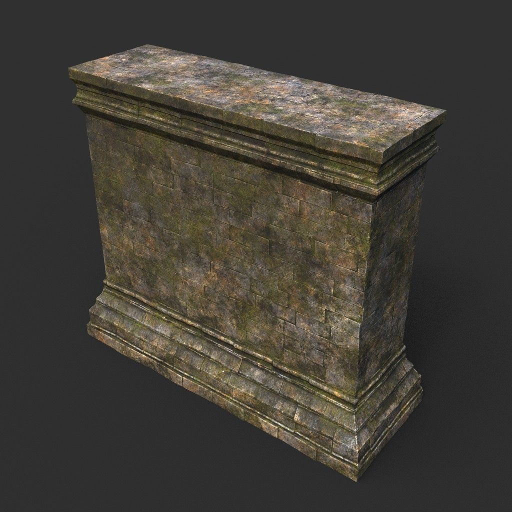 Low poly Dry Mossy Ruin Construction Pack 200210 Low-poly 3D model_12