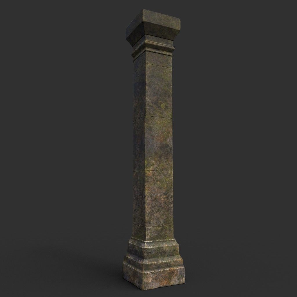 Low poly Dry Mossy Ruin Construction Pack 200210 Low-poly 3D model_18