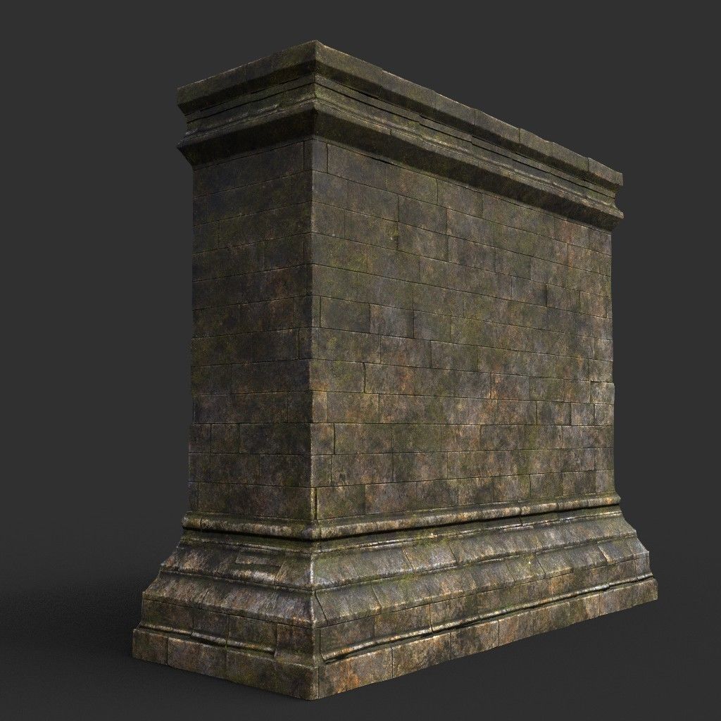 Low poly Dry Mossy Ruin Construction Pack 200210 Low-poly 3D model_11