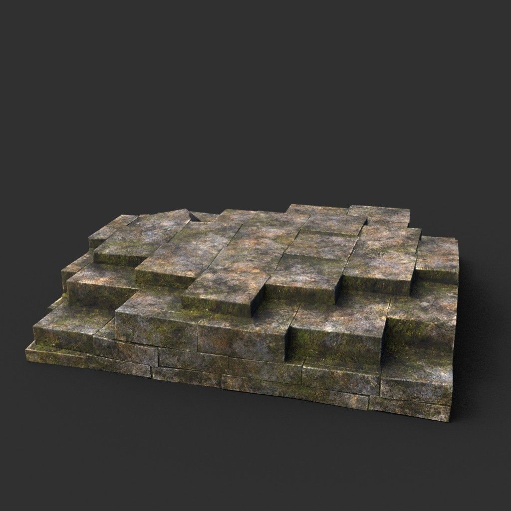 Low poly Dry Mossy Ruin Construction Pack 200210 Low-poly 3D model_27