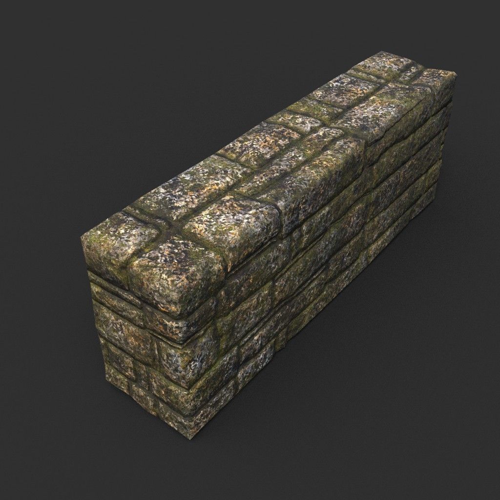 Low poly Dry Mossy Ruin Construction Pack 200210 Low-poly 3D model_32
