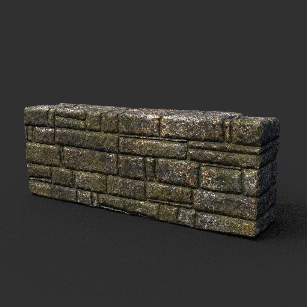 Low poly Dry Mossy Ruin Construction Pack 200210 Low-poly 3D model_31