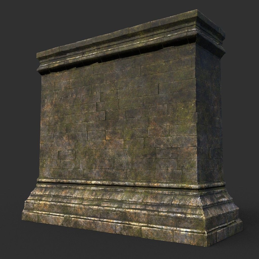 Low poly Dry Mossy Ruin Construction Pack 200210 Low-poly 3D model_10